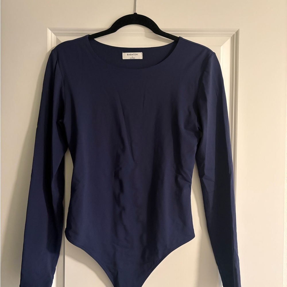 Aritzia Contour Navy Long Sleeve Bodysuit